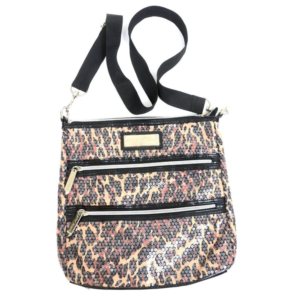Betsey Johnson Metallic Leopard Sequin Animal‎ Print Crossbody Purse Handbag